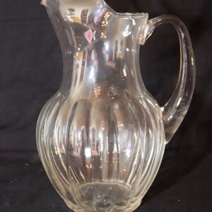 Vintage Clear Crystal Pitcher with Ribbed Design